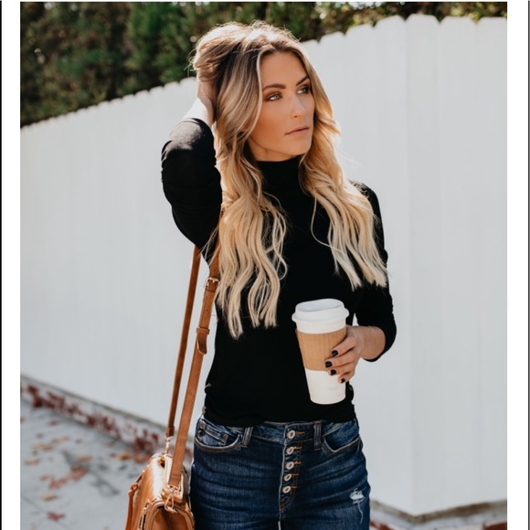 CALLIE Black Slim Fit Turtleneck - Picture 2 of 8